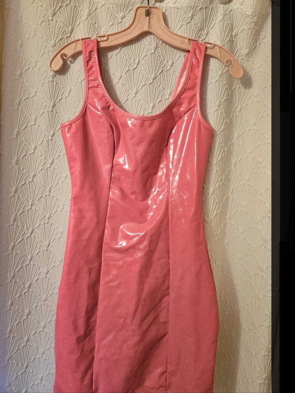 HDE    Shiny Hot Pink Vinyl Bodycon Dress